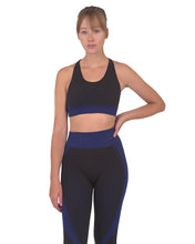 Load image into Gallery viewer, Trois Seamless Sports Bra - Black with Navy