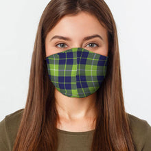 Load image into Gallery viewer, Lime Blue Plaid Face Cover