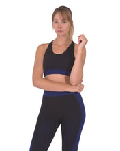 Load image into Gallery viewer, Trois Seamless Sports Bra - Black with Navy
