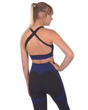 Load image into Gallery viewer, Trois Seamless Sports Bra - Black with Navy
